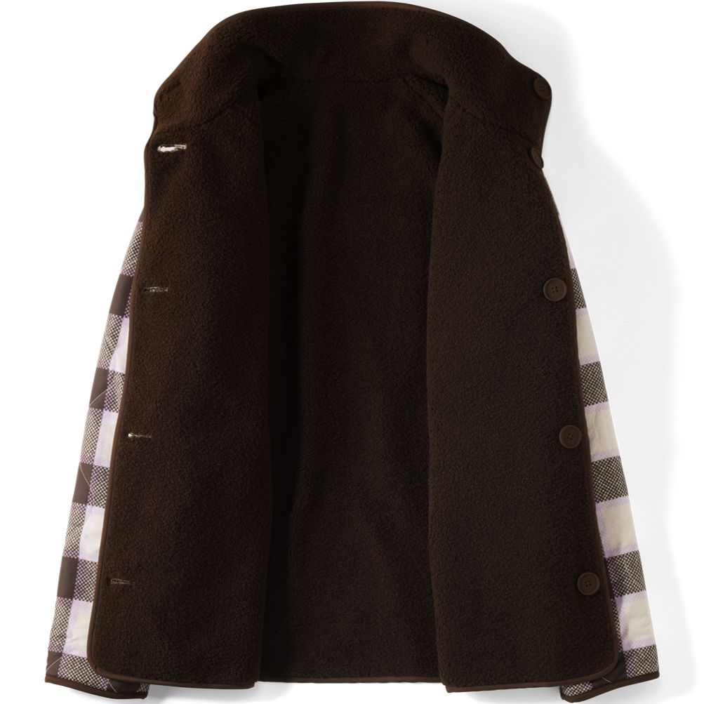 Women's Sherpa Fleece Reversible Mixed Media Long Jacket | Lands' End