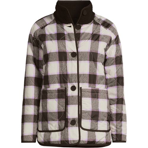 Women's Sherpa Fleece Reversible Mixed Media Long Jacket | Lands' End