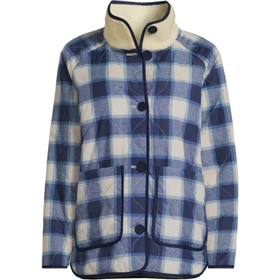 Women's Plus Size Sherpa Fleece Reversible Mixed Media Long Jacket - primary