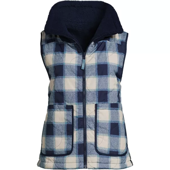 Women's Sherpa Fleece Reversible Mixed Media Vest - primary