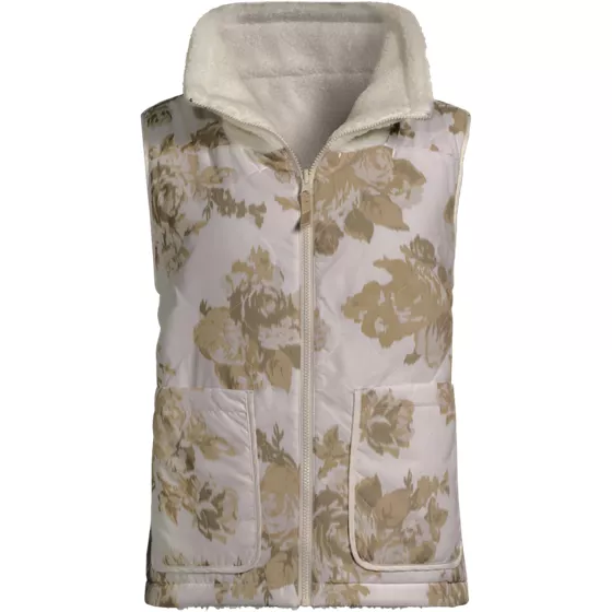 Women's Plus Size Sherpa Fleece Reversible Mixed Media Vest - primary