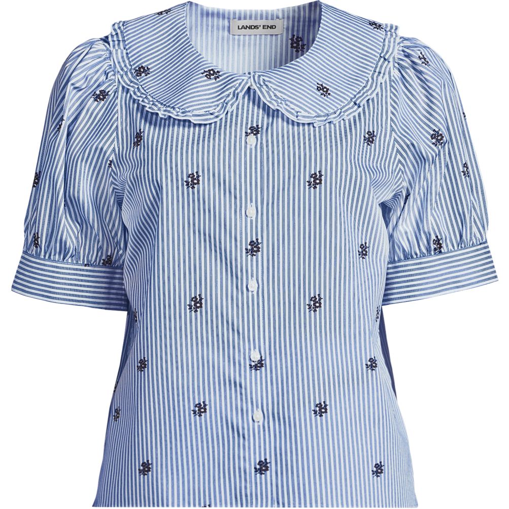Women's Carefree Cotton Puff Sleeve Statement Collar Shirt | Lands