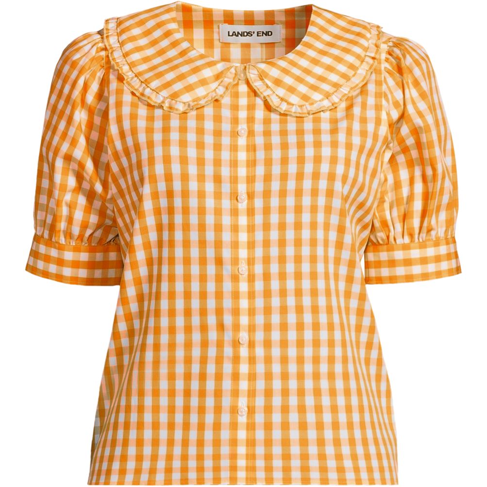 Women's Carefree Cotton Puff Sleeve Statement Collar Shirt | Lands
