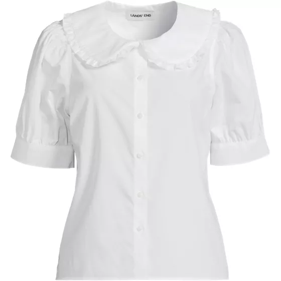 Women's Carefree Cotton Puff Sleeve Statement Collar Shirt - primary