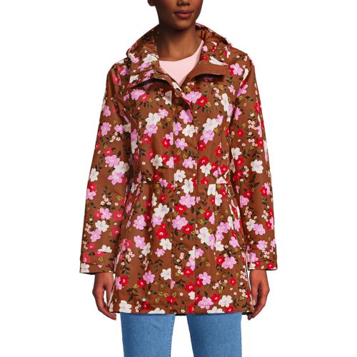 Women's Squall Hooded Waterproof Print Raincoat, Front