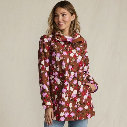 Women's Squall Hooded Waterproof Print Raincoat, Front