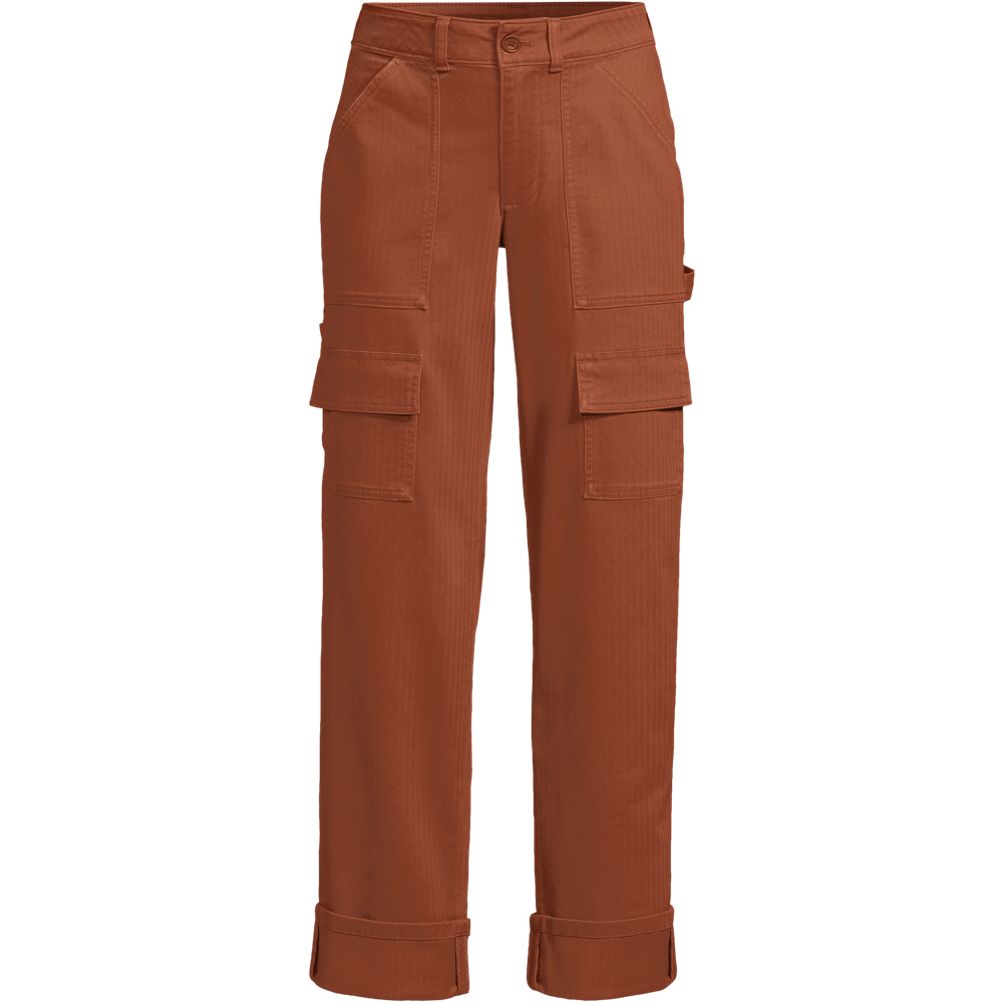 Women's Chino Mid Rise Straight Leg Cargo Ankle Pants | Lands' End