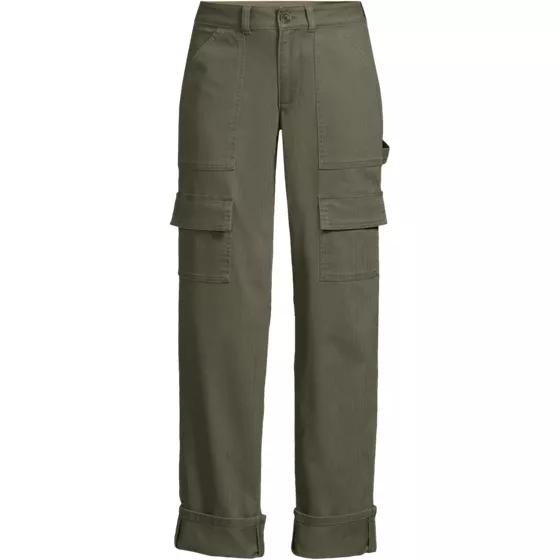 Women's Plus Size Chino Mid Rise Straight Leg Cargo Ankle Pants - primary