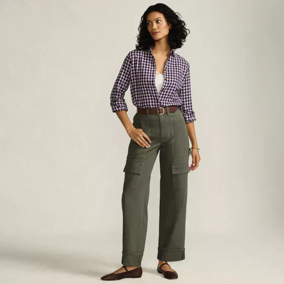 Women's Chino Mid Rise Straight Leg Cargo Ankle Pants - primary