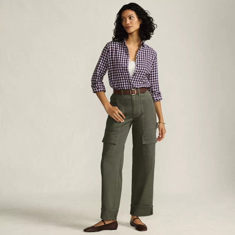 Women's Petite Chino Mid Rise Straight Leg Cargo Ankle Pants, alternative image