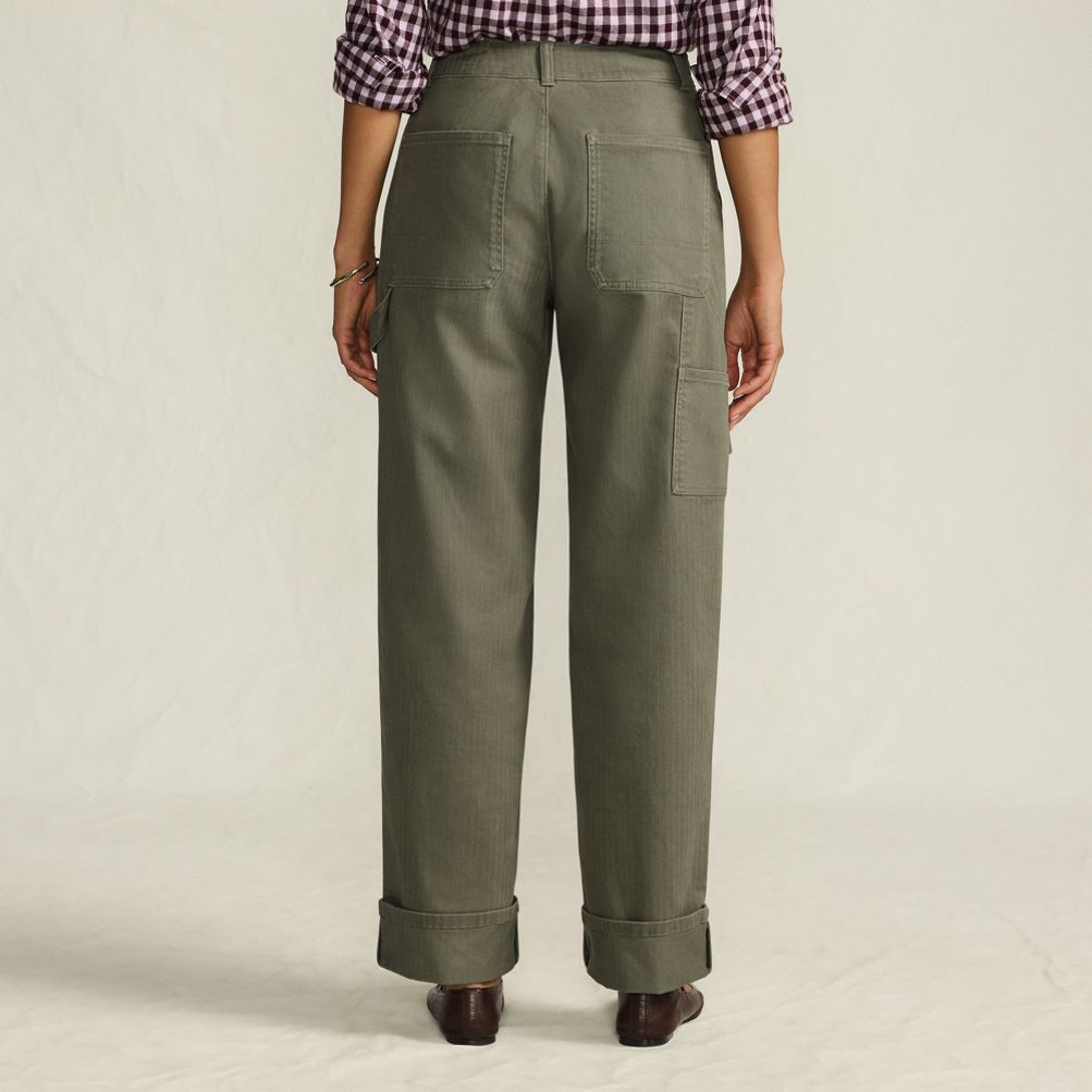 Women's Chino Mid Rise Straight Leg Cargo Ankle Pants | Lands' End