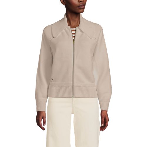 Women's Drifter Large Collar Zip Front Cardigan Sweater, Front
