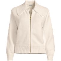Women's Drifter Large Collar Zip Front Cardigan Sweater | Lands' End