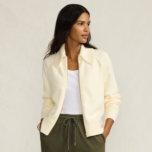Women's Drifter Large Collar Zip Front Cardigan Sweater, alternative image