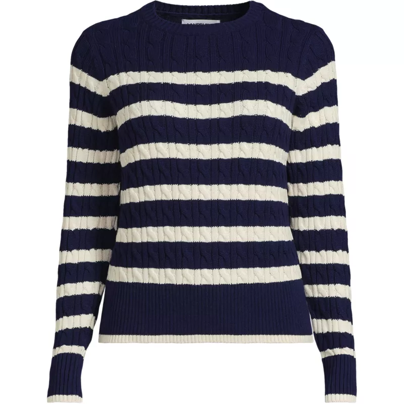 Women's Plus Size Drifter Modern Cable Crew Sweater, Front