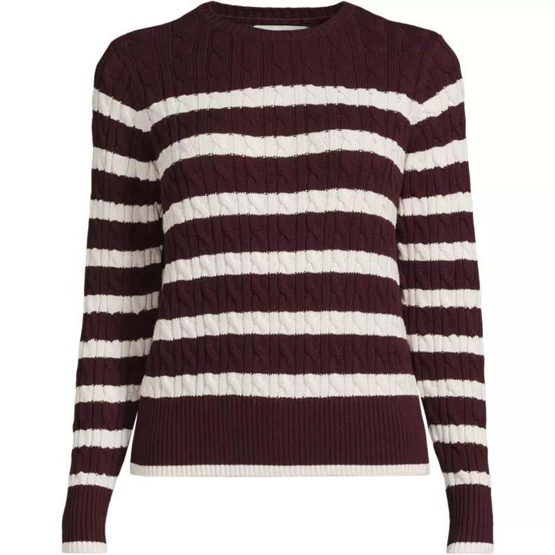Women's Plus Size Drifter Modern Cable Crew Sweater, Front