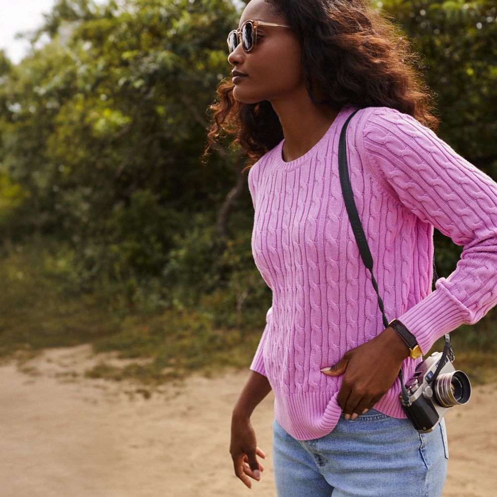 BRIEFING 新品　WOMEN’S WR CREWNECK KNIT S Women's Drifter Modern Cable Crew Sweater | Lands' End