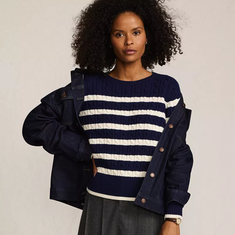 Women's Drifter Modern Cable Crew Sweater, alternative image