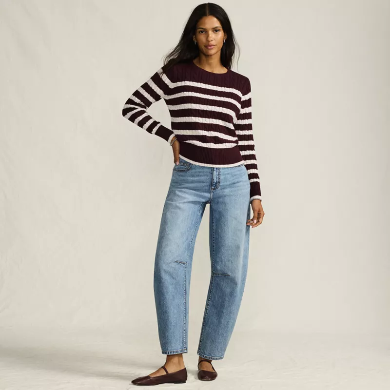 Women's Petite Drifter Modern Cable Crew Sweater, alternative image
