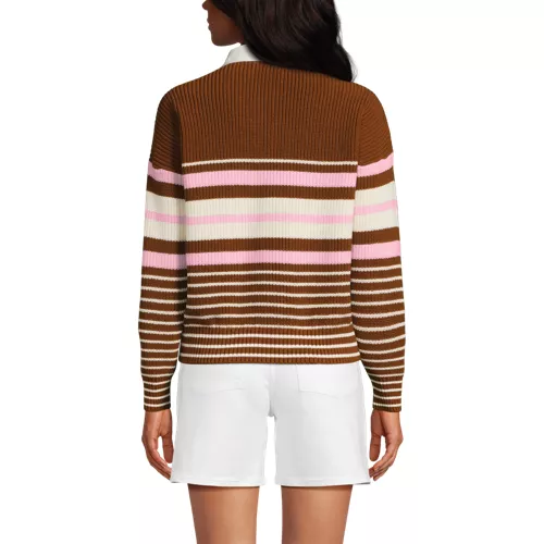 Women's Drifter Rugby with Woven Collar Sweater, Back