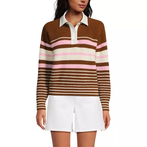 Women's Drifter Rugby with Woven Collar Sweater, Front