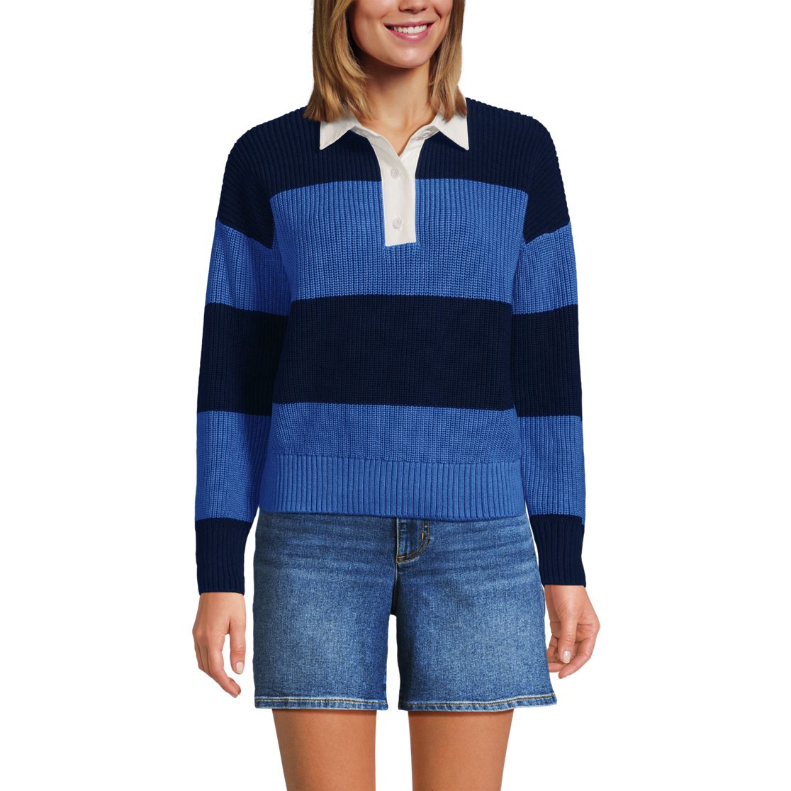 Women's Drifter Rugby with Woven Collar Sweater