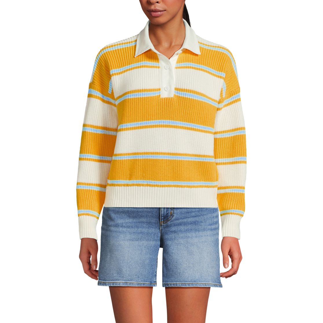 Women's Drifter Rugby with Woven Collar Sweater