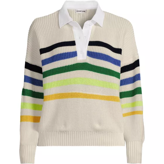 Women's Drifter Rugby with Woven Collar Sweater - primary