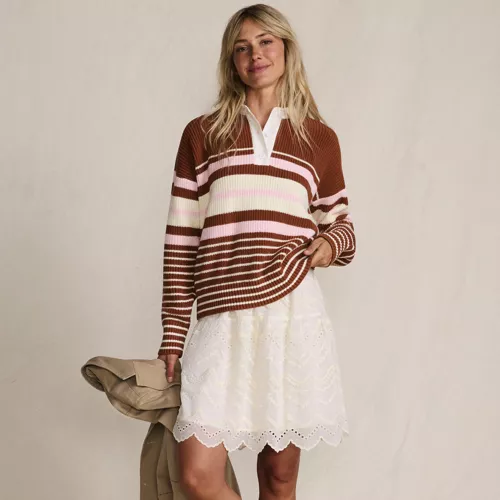 Women's Drifter Rugby with Woven Collar Sweater, alternative image