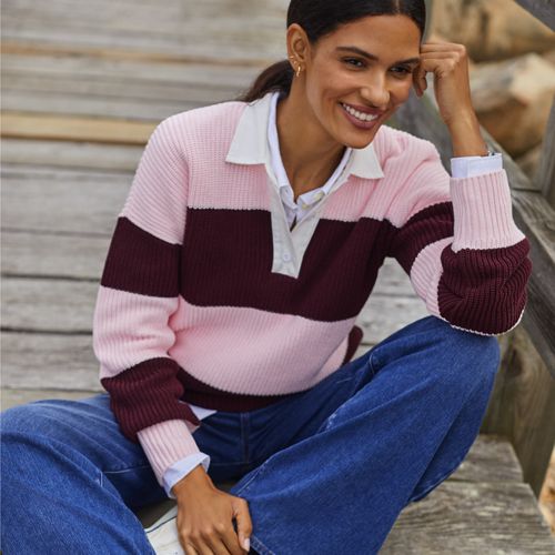 Men's Long Sleeve Stripe Rugby Shirt | Lands' End