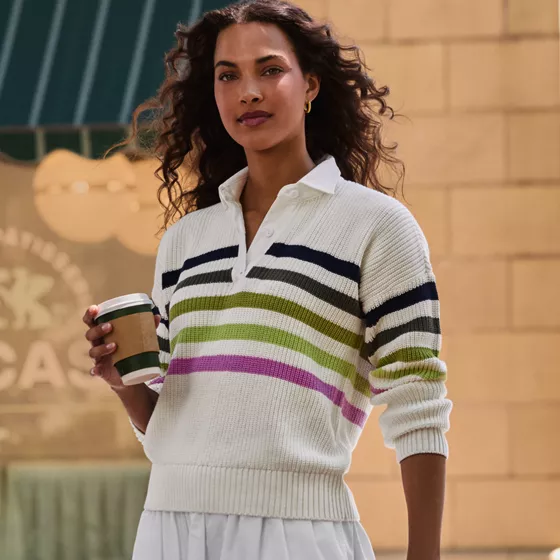 Women's Drifter Rugby with Woven Collar Sweater - primary