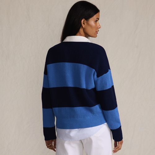 Women's Drifter Rugby with Woven Collar Sweater, Back