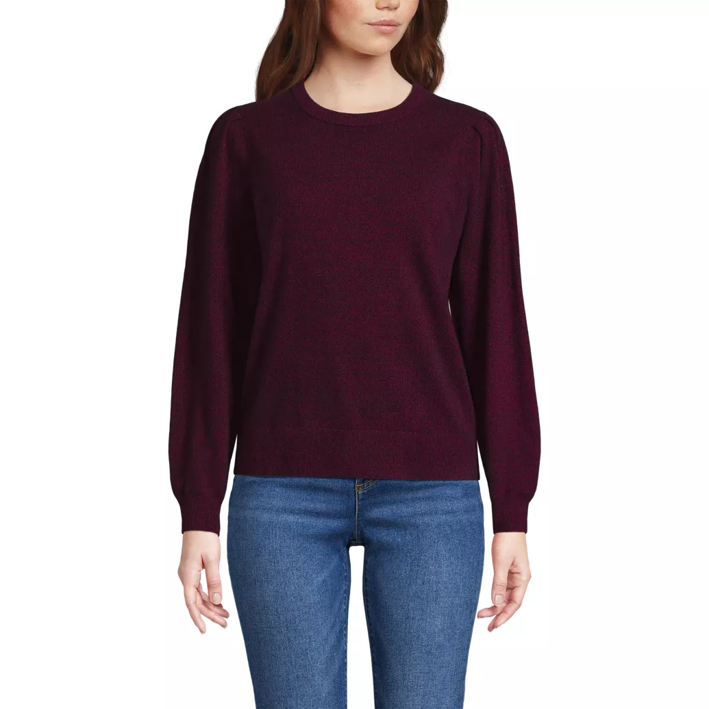 Women's Cashmere Puff Sleeve Crew Neck Sweater