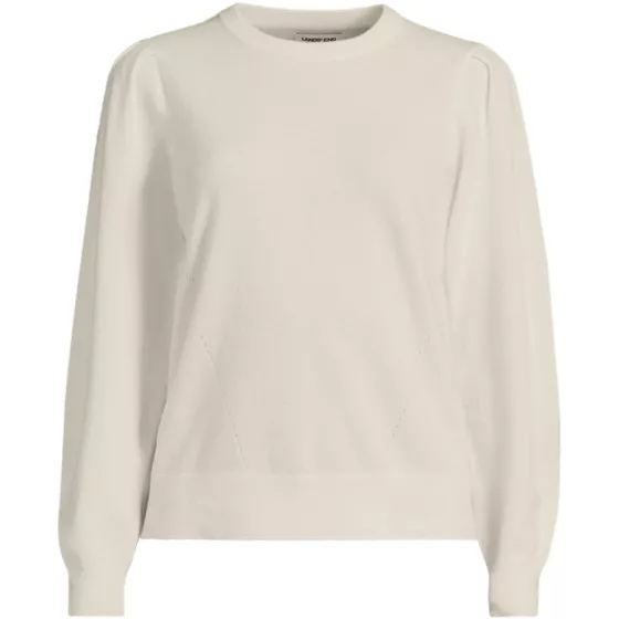 Women's Cashmere Puff Sleeve Crew Neck Sweater - primary