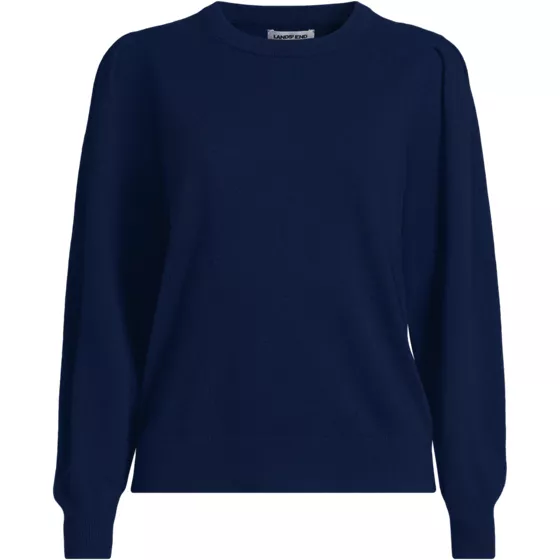 Women's Cashmere Puff Sleeve Crew Neck Sweater - primary