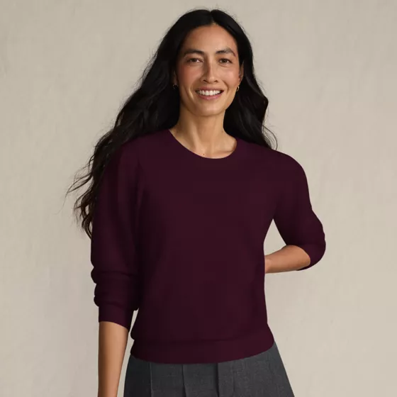Women's Cashmere Puff Sleeve Crew Neck Sweater - primary