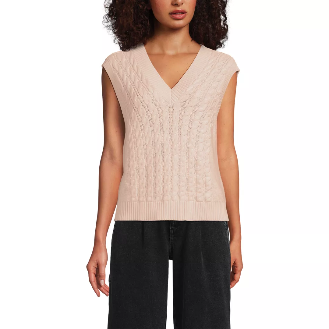Women's Drifter Modern Cable V Neck Vest Sweater