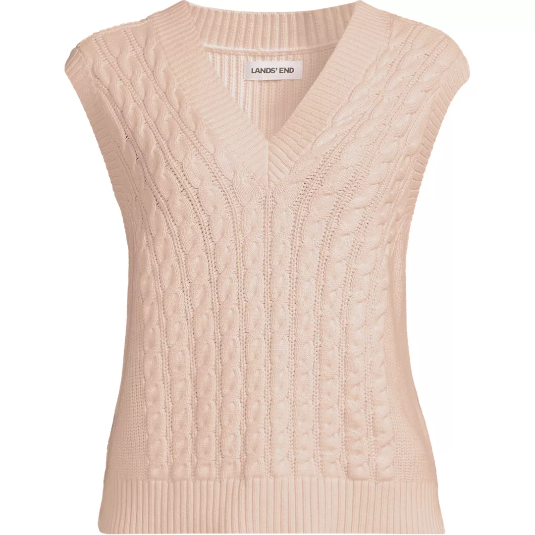 Women's Drifter Modern Cable V Neck Vest Sweater