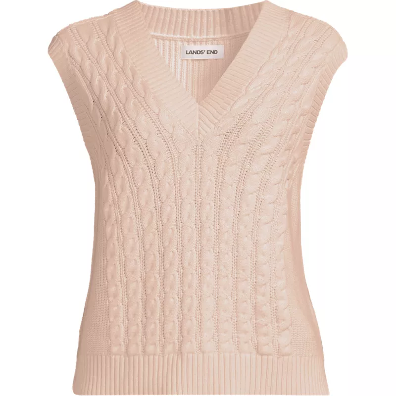 Women's Drifter Modern Cable V-neck Vest Sweater, Front