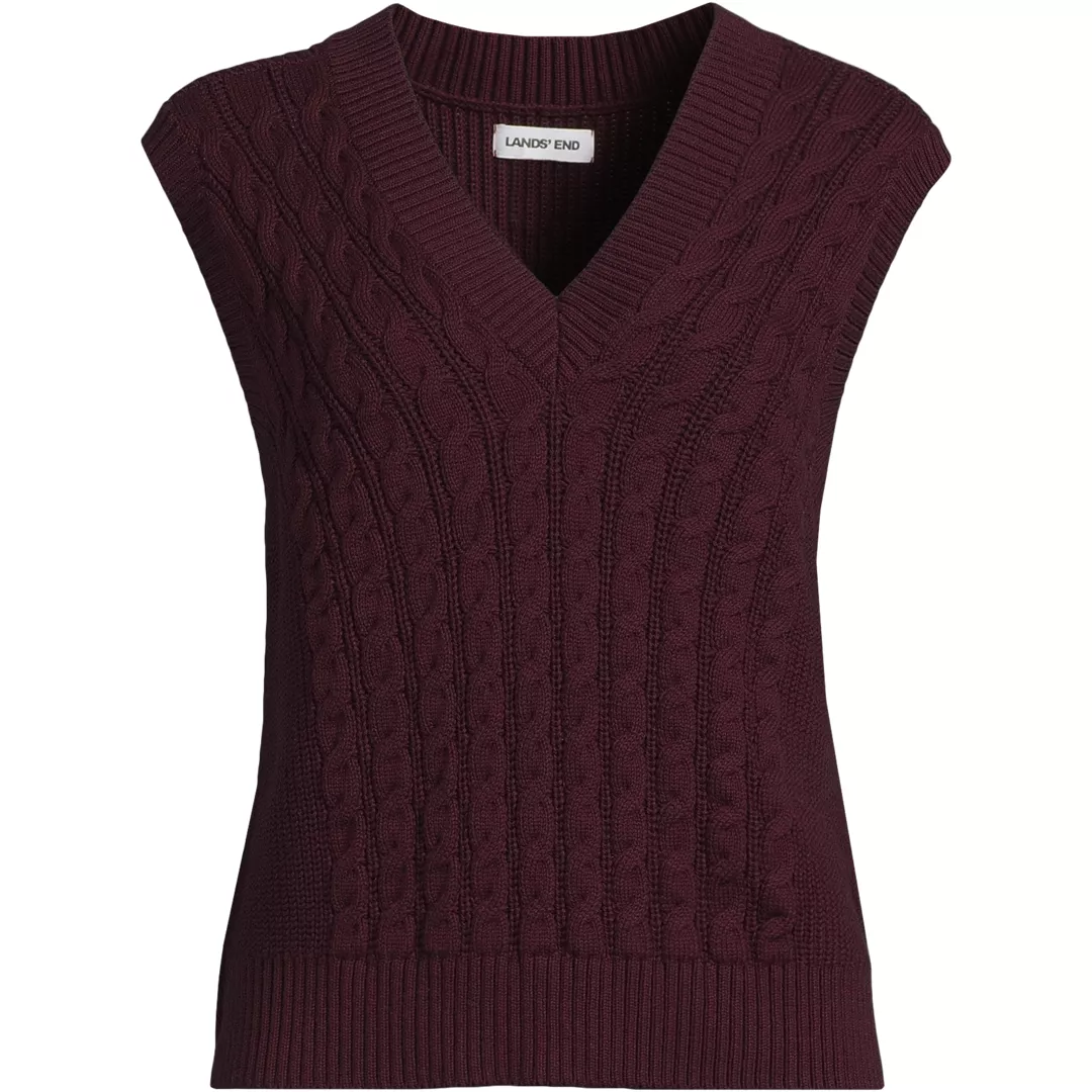 Women's Drifter Modern Cable V Neck Vest Sweater