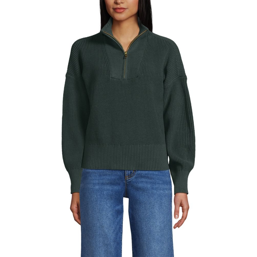 Women's Drifter Shaker Wedge Quarter Zip Sweater | Lands' End