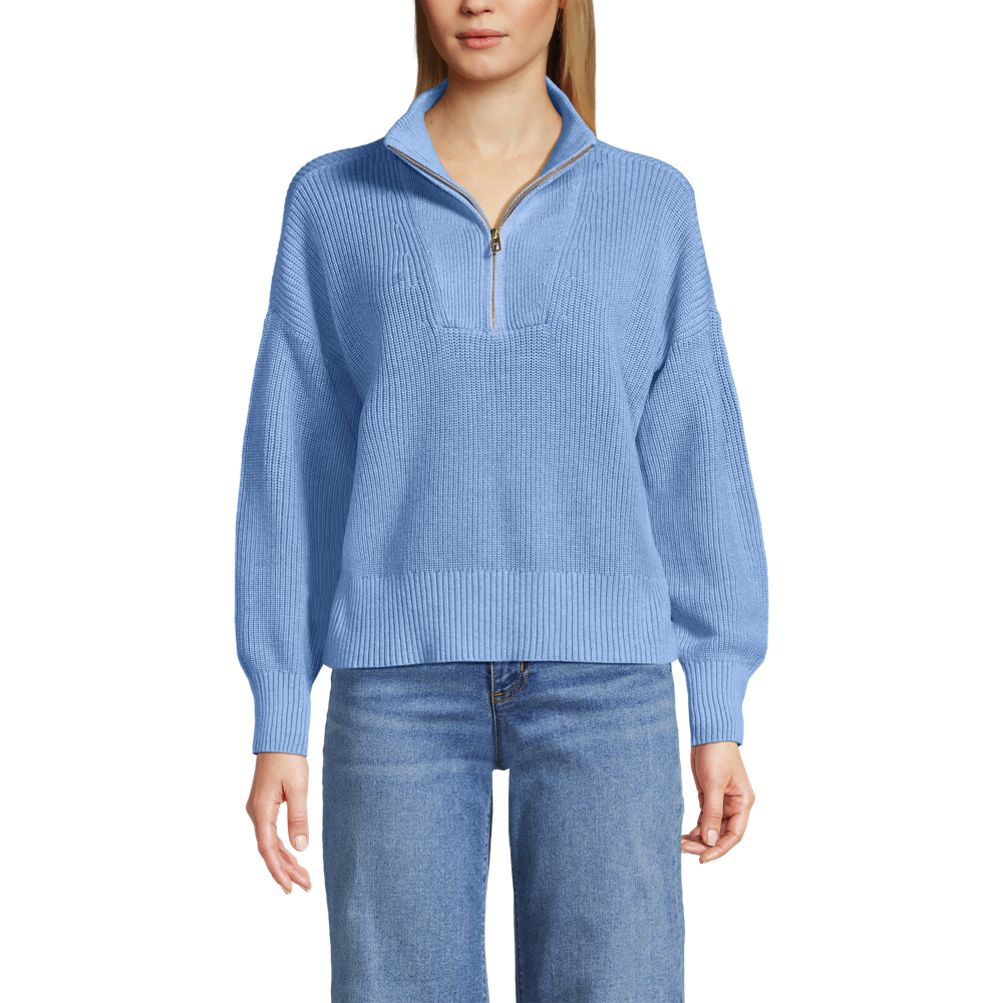 Women's Drifter Shaker Wedge Quarter Zip Sweater | Lands' End