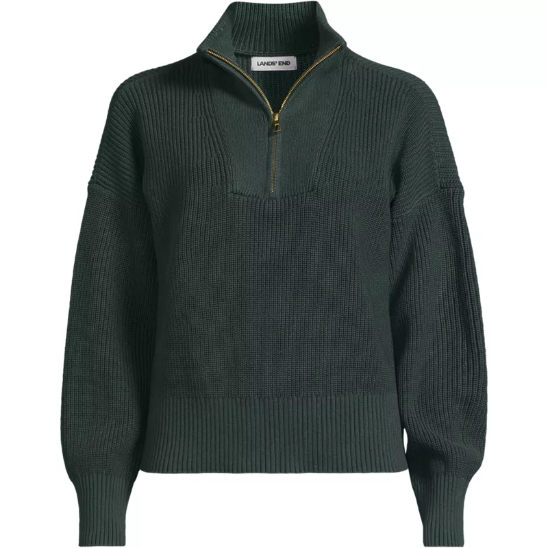 Women's Petite Drifter Shaker Wedge Quarter Zip Sweater, Front