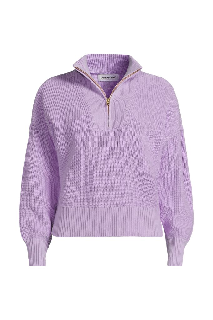 Lands' End Women's Drifter Shaker Wedge Quarter Zip Sweater In Purple