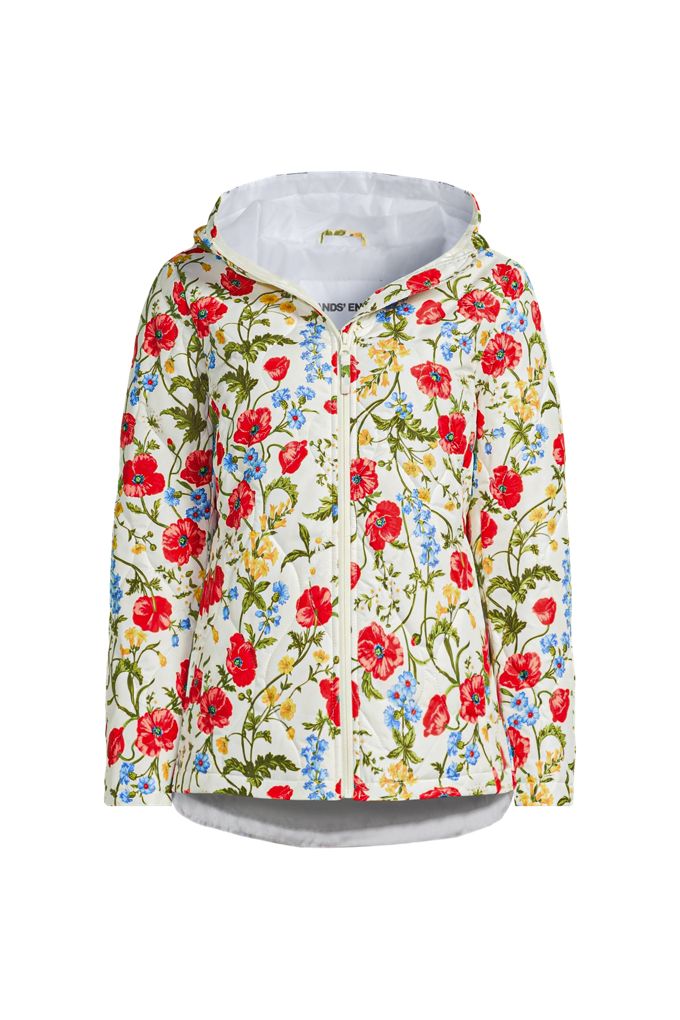 Lands' End Women's Plus Size Print Featherfree Quilted Insulated Jacket In Multi