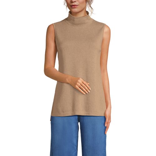 Women's Fine Gauge Sleeveless Mock Sweater - image 5