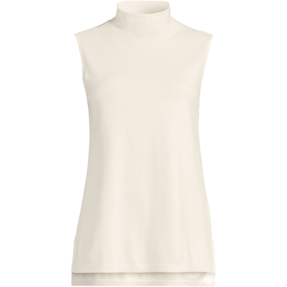 Women's Fine Gauge Sleeveless Mock Sweater | Lands' End
