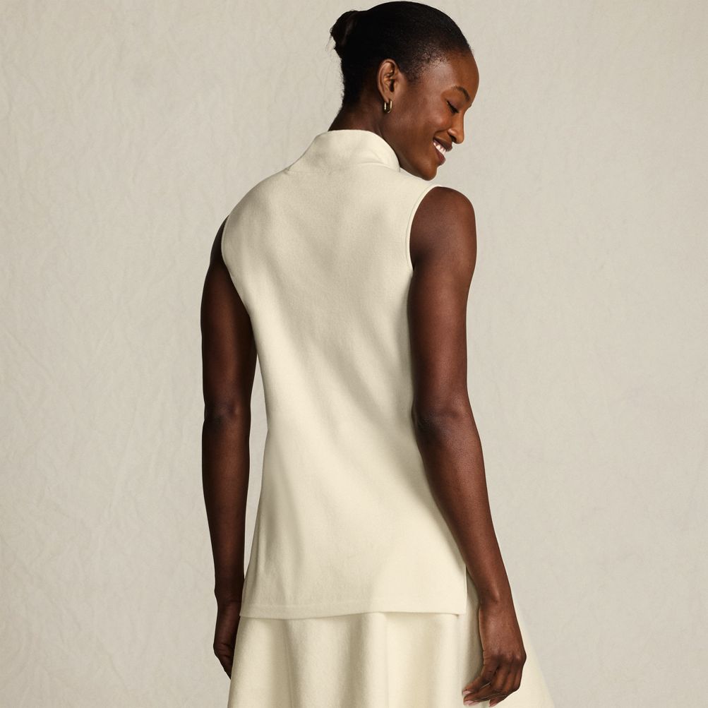 Women's Fine Gauge Sleeveless Mock Sweater | Lands' End
