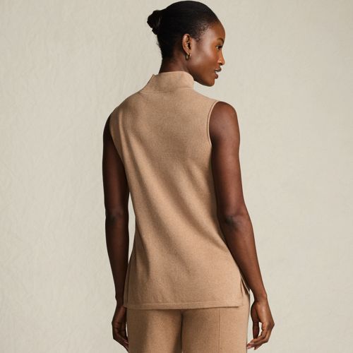 Women's Fine Gauge Sleeveless Mock Sweater - image 2