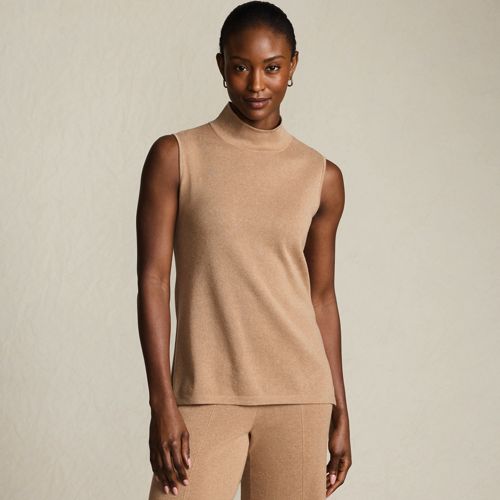 Women's Fine Gauge Sleeveless Mock Sweater - image 3
